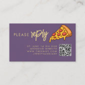 RSVP Paarse Sering Goud PIZZA Modern Minimaal Chic Informatiekaartje (Voorkant)