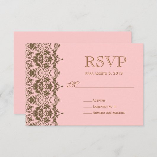 RSVP para boda en español / Mariage Rsvp (Devant / Derrière)