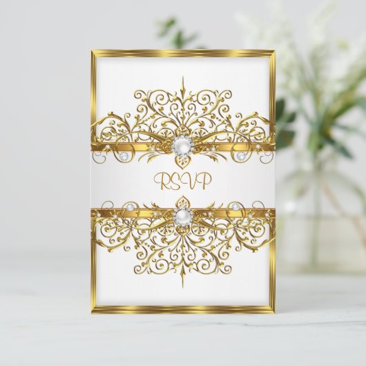 RSVP Parels Wit Goud Elegant Verjaardagsfeest (Staand voorkant)