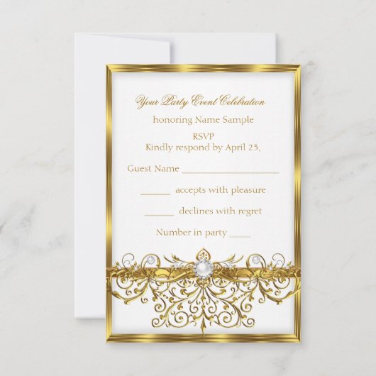 RSVP Parels Wit Goud Elegant Verjaardagsfeest (Achterkant)