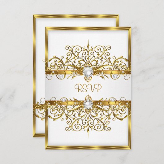 RSVP Parels Wit Goud Elegant Verjaardagsfeest (Voorkant / Achterkant)