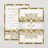 RSVP Parels Wit Goud Elegant Verjaardagsfeest Kaartje (Voorkant / Achterkant)