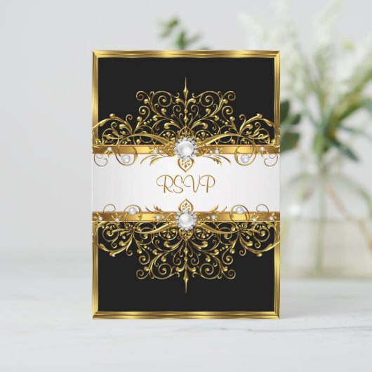 RSVP Parels Zwart Wit Goud Verjaardagsfeest (Staand voorkant)