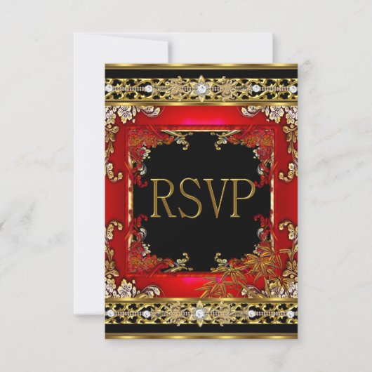 RSVP Parti Ornat Rouge Asiatique Gold Bamboo Image (Devant)