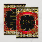 RSVP Parti Ornat Rouge Asiatique Gold Bamboo Image (Devant / Derrière)