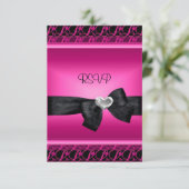 RSVP Party Zilveren Hart Roze Zwart (Staand voorkant)