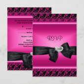 RSVP Party Zilveren Hart Roze Zwart (Voorkant / Achterkant)