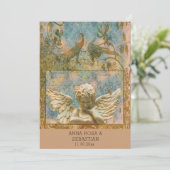 *~ RSVP Peacock Victoriaans QR AR24 Wedding Kaart (Staand voorkant)