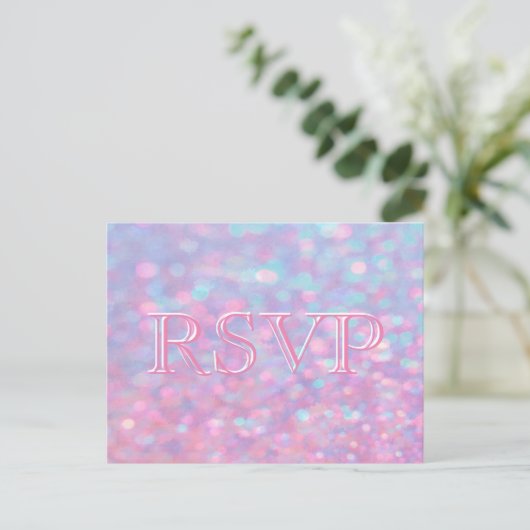 RSVP | Pink Bokeh Lights Uitnodiging Briefkaart (Staand voorkant)
