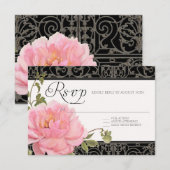 RSVP Pink Peony clôture Élégants Mariages floraux (Devant / Derrière)