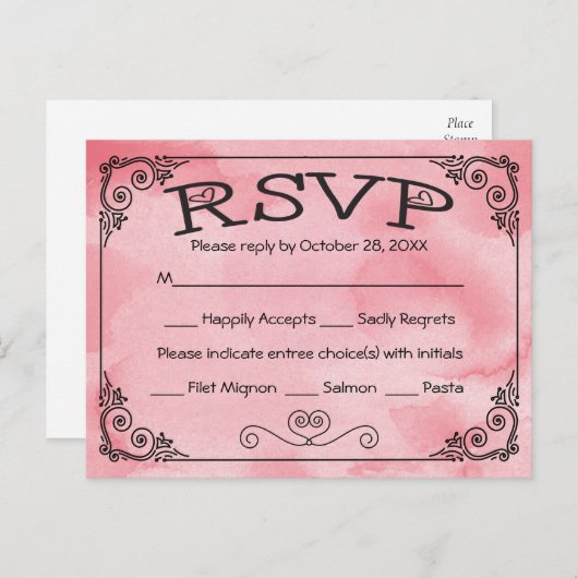 RSVP Pink & White Heart Hands Of Love - Menu (Devant / Derrière)