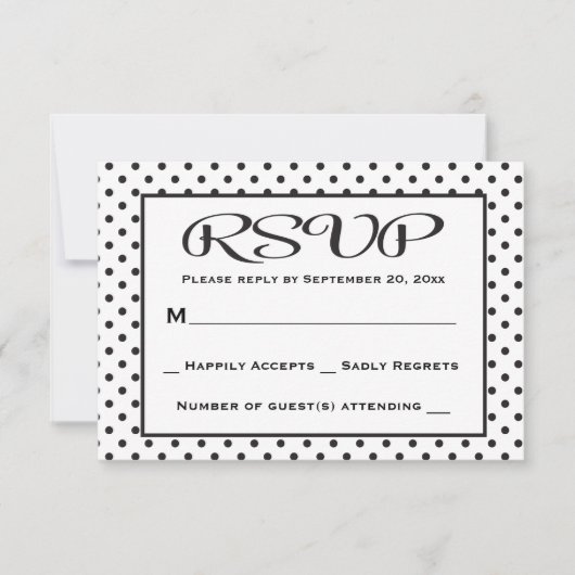 RSVP Polka Dot Black and White Wedding / Party (Voorkant)