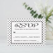 RSVP Polka Dot Black and White Wedding / Party (Staand voorkant)