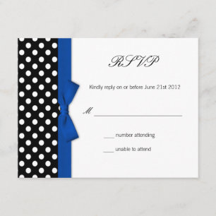 RSVP - Polka Dot Blue Bow Mariage Response Card