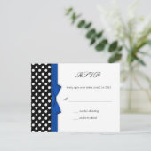 RSVP - Polka Dot Blue Bow Mariage Response Card (Debout devant)