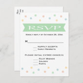 RSVP Polka Dot Mint Vert & Blanc Mariage - Menu (Devant / Derrière)