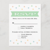 RSVP Polka Dot Mint Vert & Blanc Mariage - Menu (Devant)
