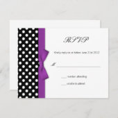 RSVP - Polka Dot Paars Bow Wedding Response Kaart (Voorkant / Achterkant)