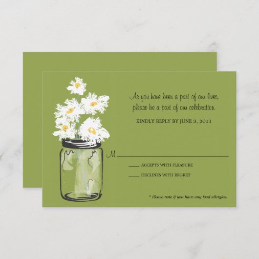 RSVP - Pot Mason rempli de marguerites blanches (Devant / Derrière)