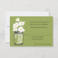 RSVP - Pot Mason rempli de marguerites blanches