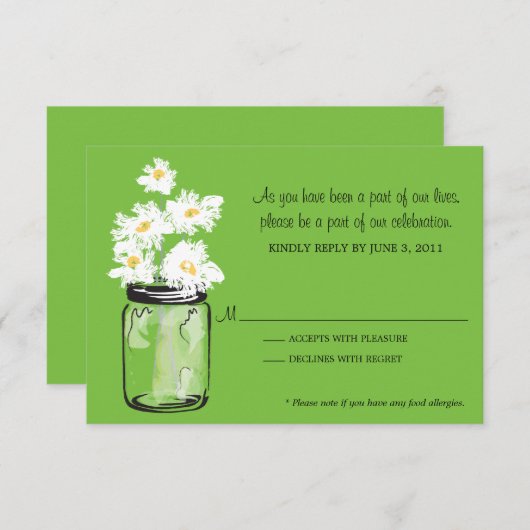 RSVP - Pot Mason rempli de marguerites blanches (Devant / Derrière)