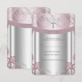 RSVP pour le baptême de bébé fille en argent et ro (Devant / Derrière)