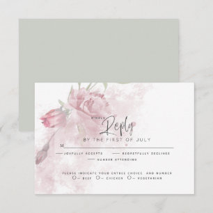 RSVP pour mariage Aquarelle rustique Rose rose p