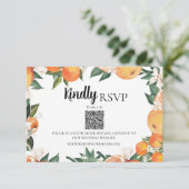 RSVP pour mariage | Carte RSVP QR Code Oranges rom (Debout devant)