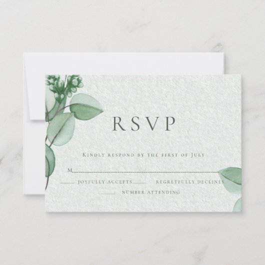 RSVP pour mariage | Elégant Eucalyptus aquarelle (Devant)