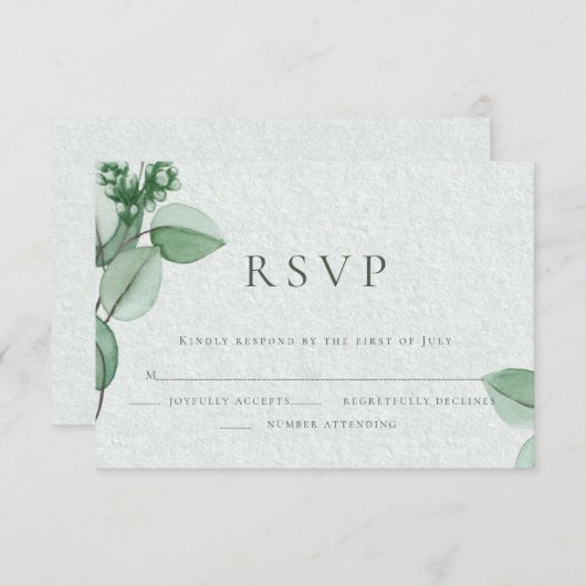 RSVP pour mariage | Elégant Eucalyptus aquarelle (Devant / Derrière)