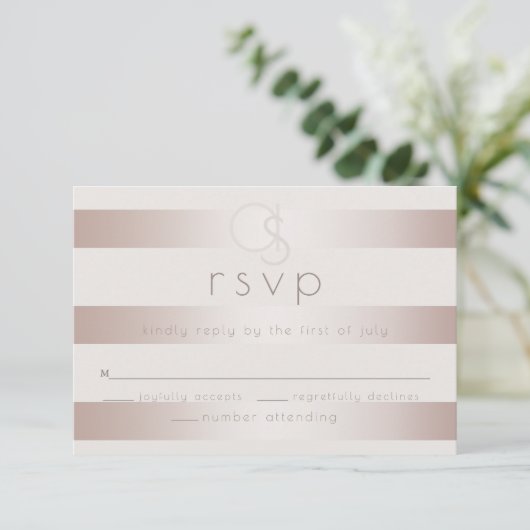 RSVP pour mariage | Elégant moderne Blush Pearl St (Debout devant)