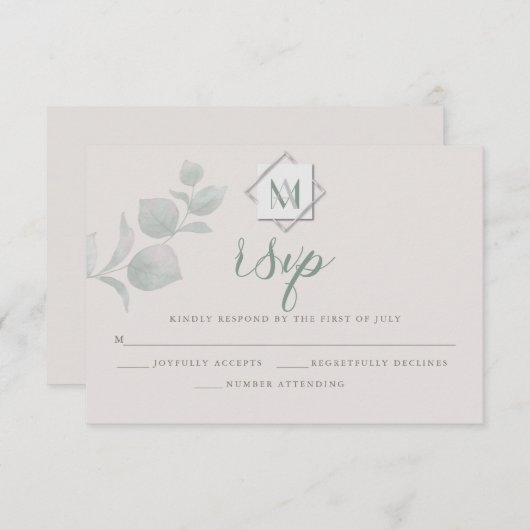 RSVP pour mariage | Eucalyptus argenté (Devant / Derrière)