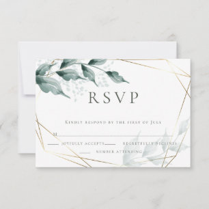 RSVP pour mariage   Grayed Jade Green Botanical