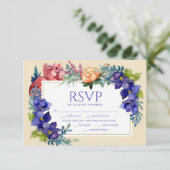 RSVP pour mariage | Happiness Watercolor Floral (Debout devant)