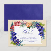 RSVP pour mariage | Happiness Watercolor Floral (Devant / Derrière)