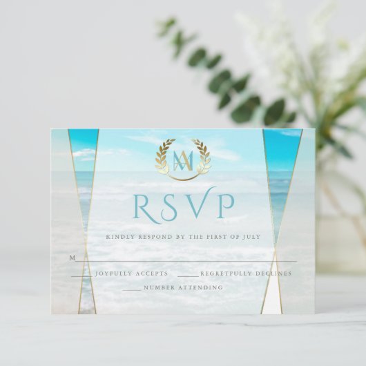 RSVP pour mariage | Mariage moderne de Monogram Be (Debout devant)