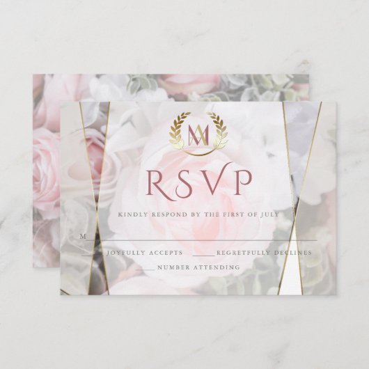 RSVP pour mariage | Rose géométrique moderne (Devant / Derrière)