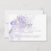 RSVP pour mariage | Rustic Painterly Purple Floral (Devant)