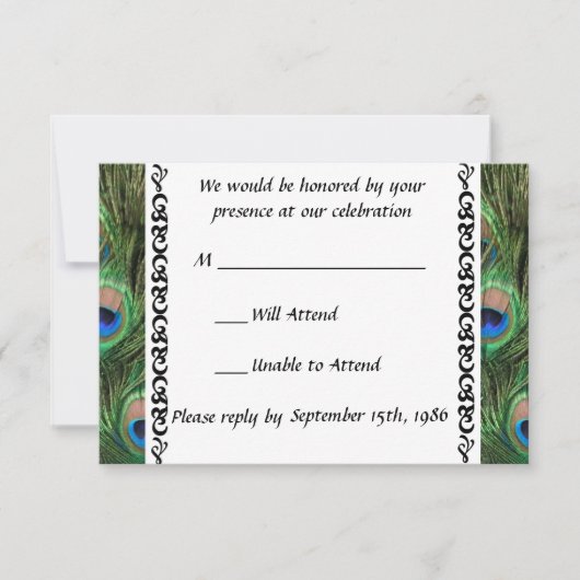 RSVP pour un mariage au paon (Devant)