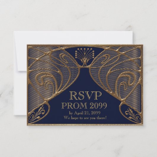 RSVP PROM, Grote Gatsby, goud op marineblauw Kaart (Voorkant)