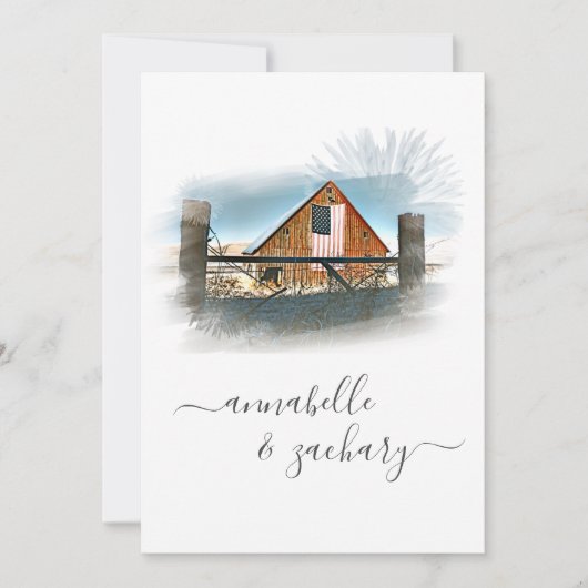 *~* RSVP QR Amerikaanse vlag oude schuur AR19 brui Kaart (Voorkant)