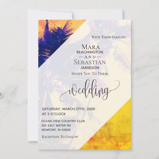 *~* RSVP QR AP13 Exotic PHOTO Palms Invitation (Devant)