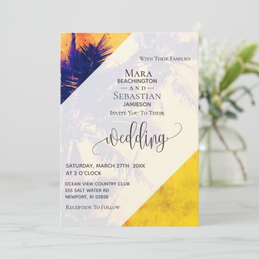 *~* RSVP QR AP13 Exotic PHOTO Palms Invitation (Debout devant)