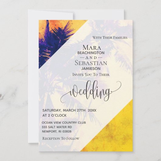 *~* RSVP QR AP13 Exotic PHOTO Palms Invitation Kaart (Voorkant)