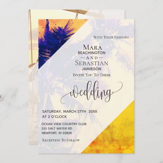 *~* RSVP QR AP13 Exotic PHOTO Palms Invitation Kaart (Voorkant / Achterkant)