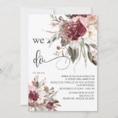 *~* RSVP QR AR15 Floral Burgundy Roos WEDDING Kaart (Voorkant)