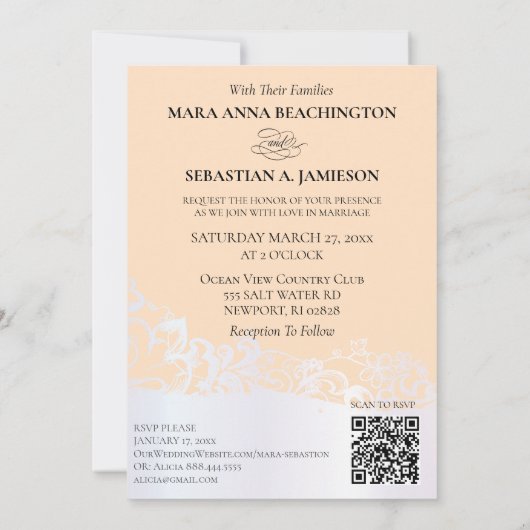 *~* RSVP QR AR31 Faire-part de mariage Fleurs Mist (Dos)