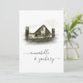 *~* RSVP QR Barn American Flag AR19 Wedding  Kaart (Staand voorkant)