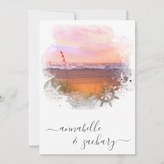 ** RSVP - QR Beach Zee Ocean AR7 Huwelijk Kaart (Voorkant)