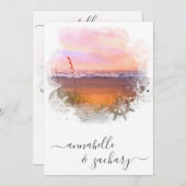 ** RSVP - QR Beach Zee Ocean AR7 Huwelijk Kaart (Voorkant / Achterkant)